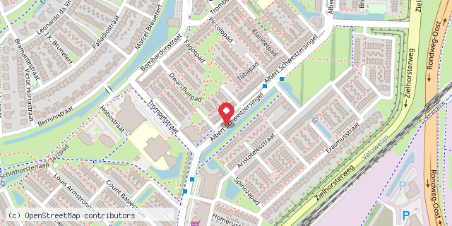 Een kaart met de locatie van Albertje