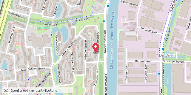 Een kaart met de locatie van Alblasserschans