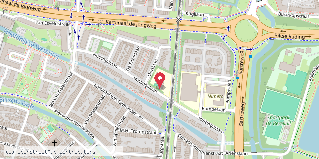 Een kaart met de locatie van Basisschool De Wissel