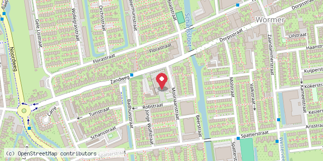 Een kaart met de locatie van basisschool Eendragt