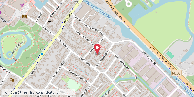 Een kaart met de locatie van Berkenlaan Sassenheim