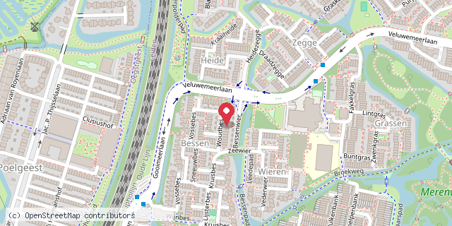 Een kaart met de locatie van Bessenbieb