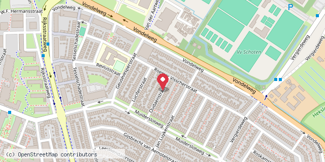 Een kaart met de locatie van Bieb Oudaenstraat 33, Haarlem