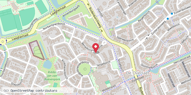 Een kaart met de locatie van Biebje