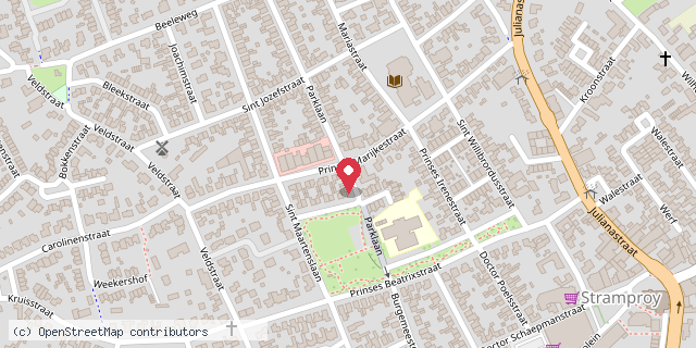 Een kaart met de locatie van Boekenhuis OJBS De Duizendpoot