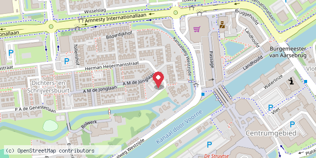 Een kaart met de locatie van Boekenworm