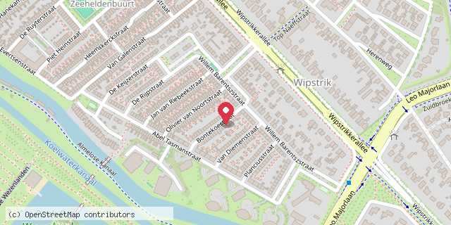 Een kaart met de locatie van Bontekoestraat Zwolle