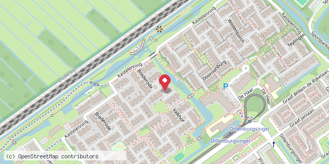 Een kaart met de locatie van Brederode 20