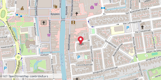 Een kaart met de locatie van Brederodestraat