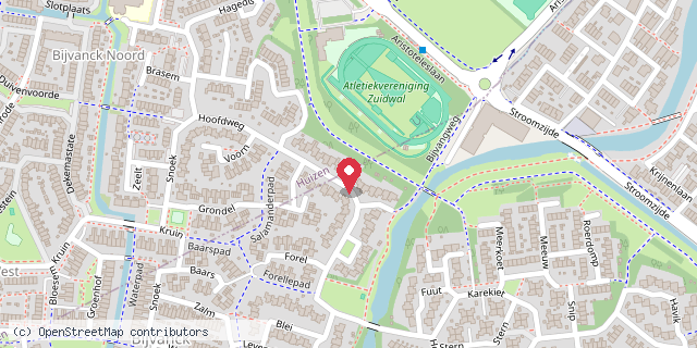 Een kaart met de locatie van buurtbieb bijvanck