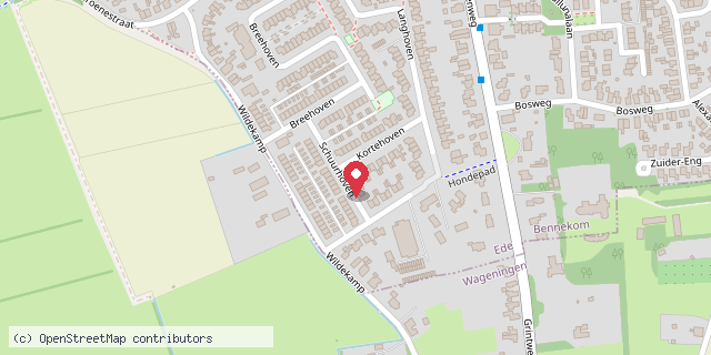 Een kaart met de locatie van Buurtbieb Hovenbuurt