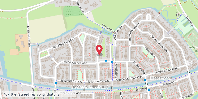 Een kaart met de locatie van Buurtbieb in de Maaspoort