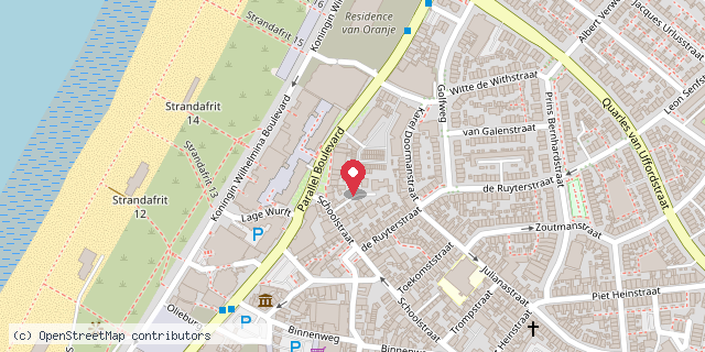 Een kaart met de locatie van Buurtbieb Schoolstraat 69 Noordwijk aan Zee