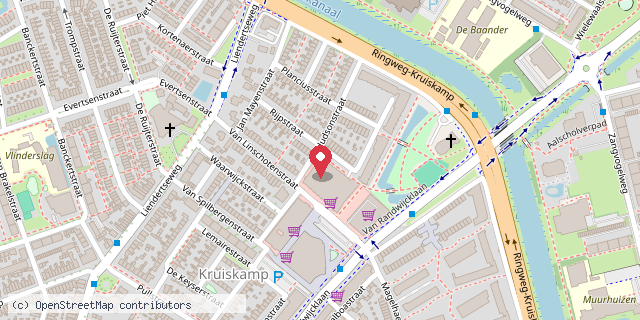 Een kaart met de locatie van Buurtboekenkast Informatie033 Kruiskamp