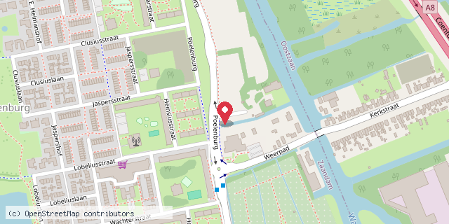 Een kaart met de locatie van Centrum Jong lokatie Poelenburg