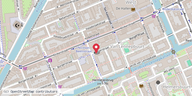 Een kaart met de locatie van Chinski Amsterdam
