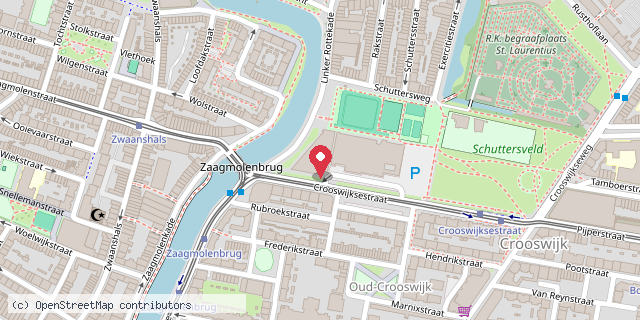 Een kaart met de locatie van CJG Kralingen-Crooswijk