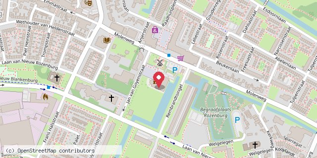 Een kaart met de locatie van CJG Rozenburg