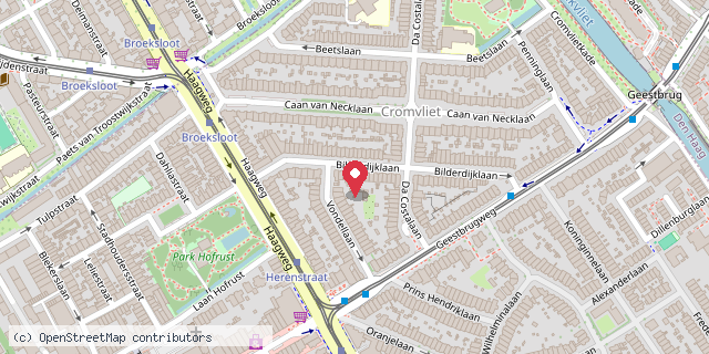 Een kaart met de locatie van cromvlietbieb