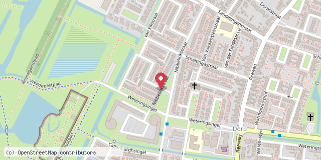 Een kaart met de locatie van Dave's Biebje