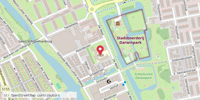 Een kaart met de locatie van De Gouw