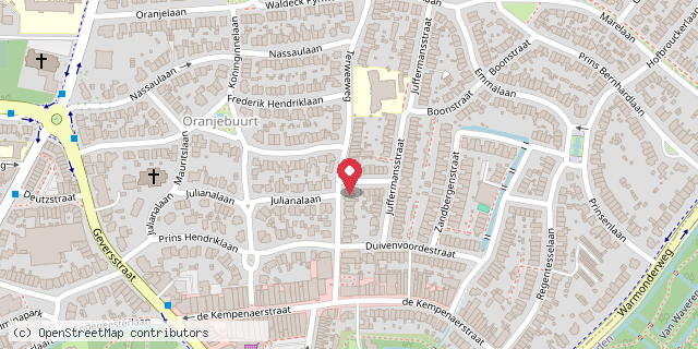 Een kaart met de locatie van De Groene Bieb