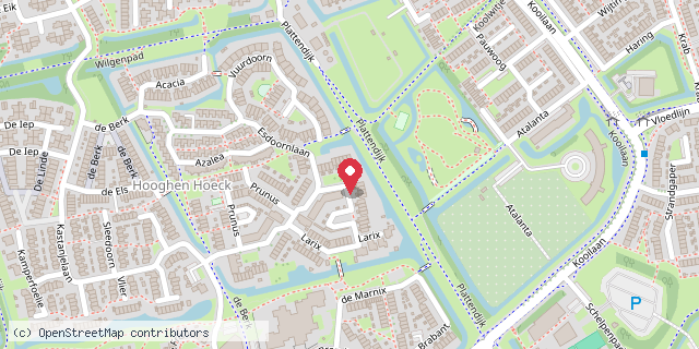 Een kaart met de locatie van De Larix