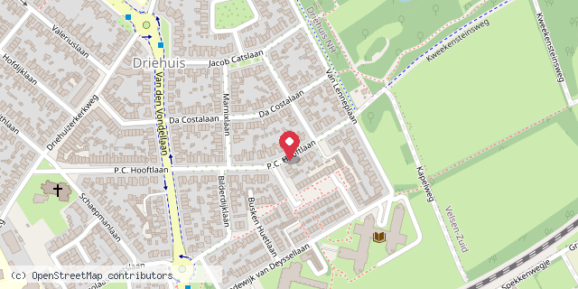 Een kaart met de locatie van De PC hooft Bieb