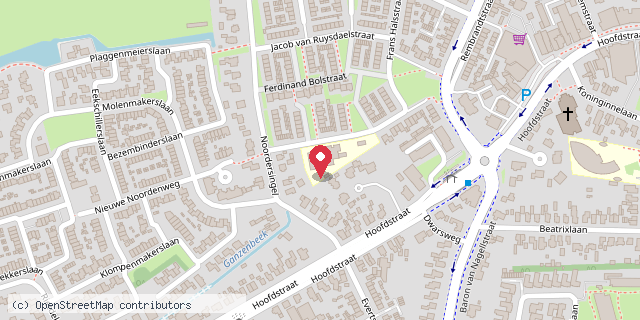 Een kaart met de locatie van De Wheemschool