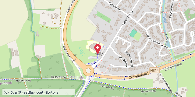 Een kaart met de locatie van De Woordhof