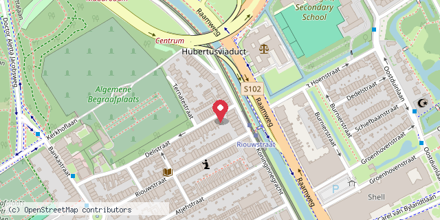 Een kaart met de locatie van Deli Bieb