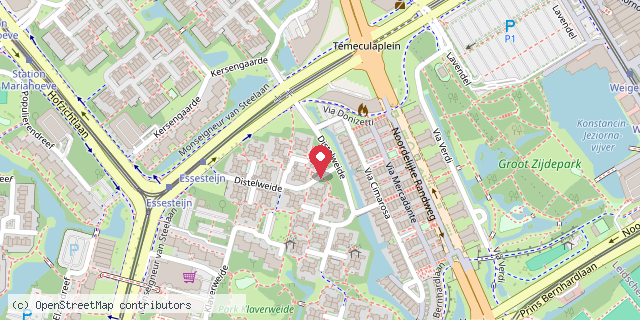 Een kaart met de locatie van Distelweide