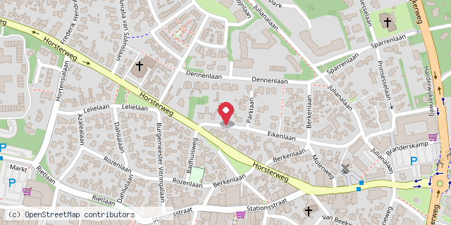 Een kaart met de locatie van Eikenlaan