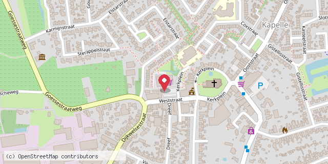 Een kaart met de locatie van EMTE van Boven