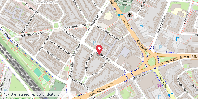 Een kaart met de locatie van Eten zonder Streken - Edisonstraat 117