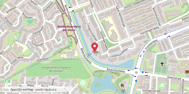 Een kaart met de locatie van Frank's minibieb Londiniumdreef 47 Wijk bij Duurstede