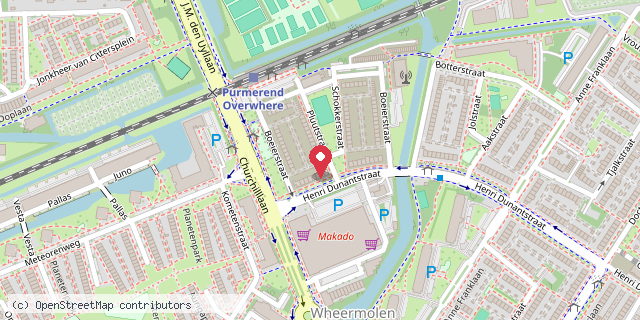 Een kaart met de locatie van Free Library