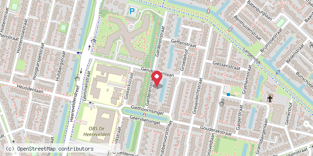 Een kaart met de locatie van Garderenstraat 38
