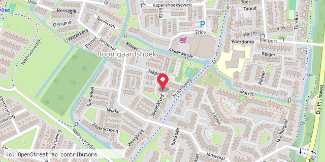 Een kaart met de locatie van Gezondheidscentrum Boomgaardshoek