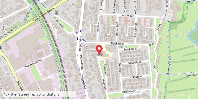 Een kaart met de locatie van Grabbelton peuteropvang de Boomgaard
