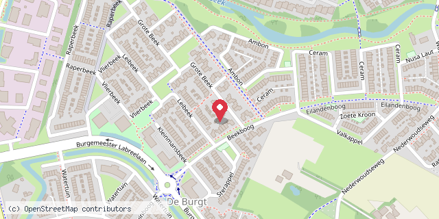 Een kaart met de locatie van Grote Beekbieb