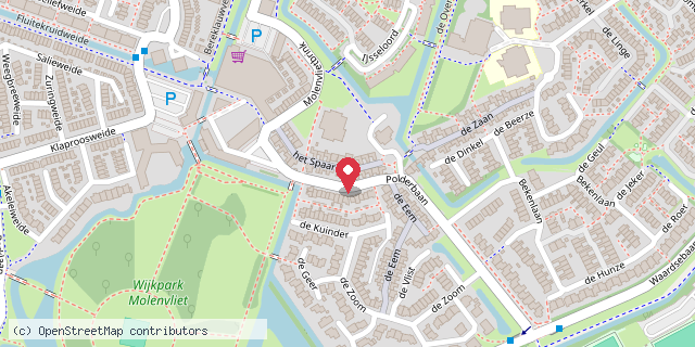Een kaart met de locatie van Het Spaarne Woerden minibieb
