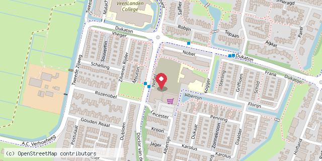 Een kaart met de locatie van Hoflandschool