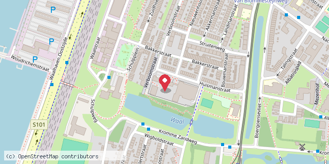 Een kaart met de locatie van HPC-Zuidwijk