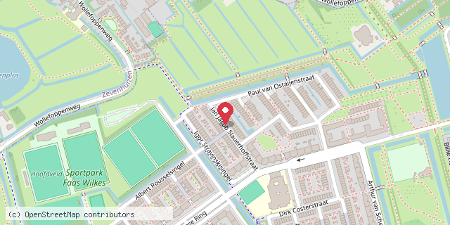 Een kaart met de locatie van Jan Jacob's Minibieb