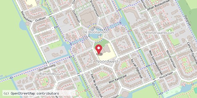 Een kaart met de locatie van Johan Frisoschool locatie Noord