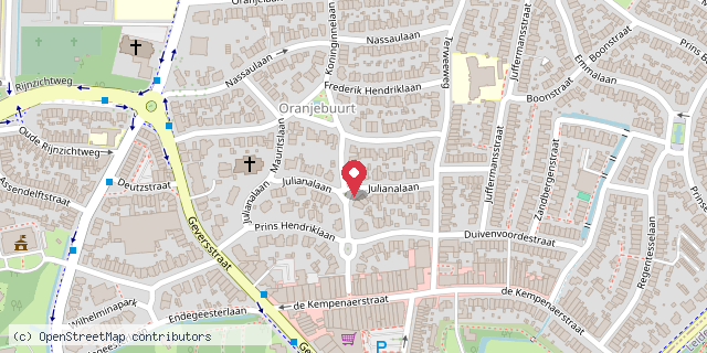 Een kaart met de locatie van Julianalaan 9