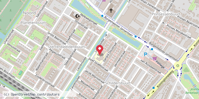Een kaart met de locatie van Kindcentrum Sterrenwacht