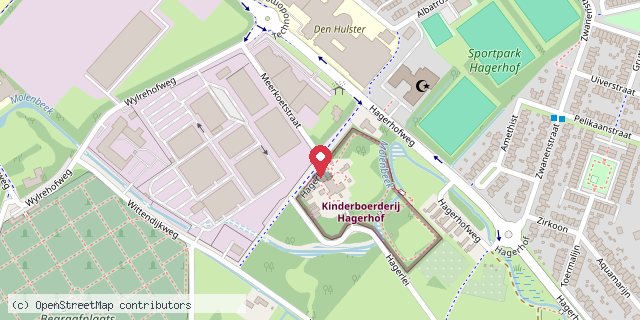 Een kaart met de locatie van Kinderboerderij Hagerhof