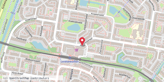 Een kaart met de locatie van Kinderminibieb Velddreef Zoetermeer